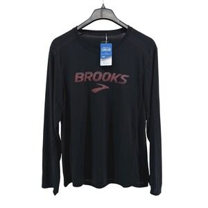 NEW Brooks Distance LS 3.0 Mens XL Running Shirt Black Thumb-Holes Performance
